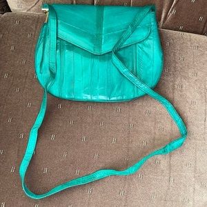 Vintage leather green cross body bag